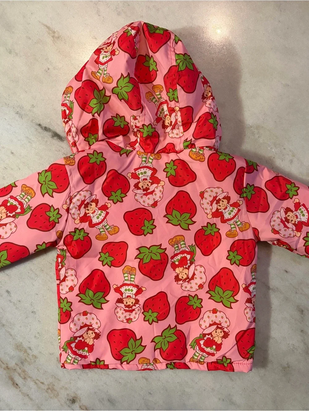 Strawberry Print Pink Kids Hooded Jacket